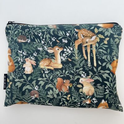 Puuvillainen säilytyspussukka metsän eläimet -kankaalla